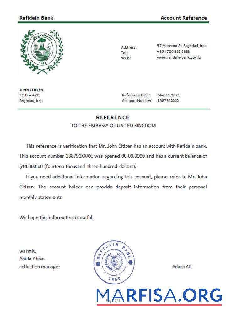 Blank Iraq Rafidain reference example